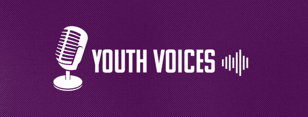 purple background with Youth Voices written on it